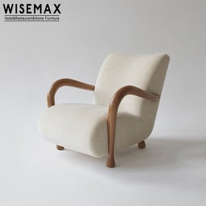 WISEMAX FURNITURE <span class=keywords><strong>Fauteuil</strong></span> Lounge Contemporain Nordique en Bois avec Éponge Haute Élasticité Crème Blanc Confortable et Relaxant <span class=keywords><strong>pour</strong></span> Hôtel - Product Image 4