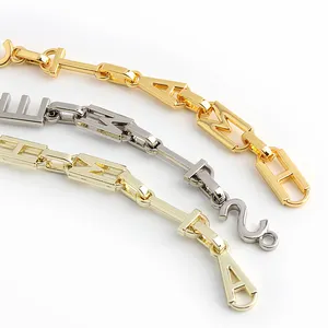 High Quality Fashion Metal Letter Chain Strap Handbags Chain Belt Hardware Accessories Custom Alloy Chain For Shoulder Bag Purse