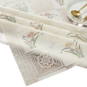 Nappe rectangulaire en PVC brodée, imperméable, pour usage domestique, motif plantes et fleurs - Product Image 5