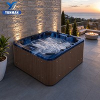YUNMAN Jacuzzi de Luxe Haut de Gamme pour 6 Personnes, Spa Extérieur Balboa, Bain à Remous Massant, Acrylique Bleu, Autoportant