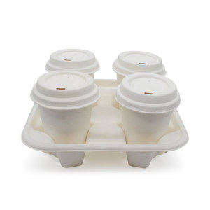 Wholesale Disposable Coffee Biodegradable <strong>Paper</strong> <strong>Cup</strong> White Holder Takeaway Carry Tray for <strong>2</strong> or 4 <strong>Cups</strong> - Product Image 5