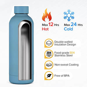 Botella de Agua Aislada de 17 oz con Tapa, Reutilizable, a Prueba de Fugas, de Acero Inoxidable, para Viajes y Deportes - Product Image 2