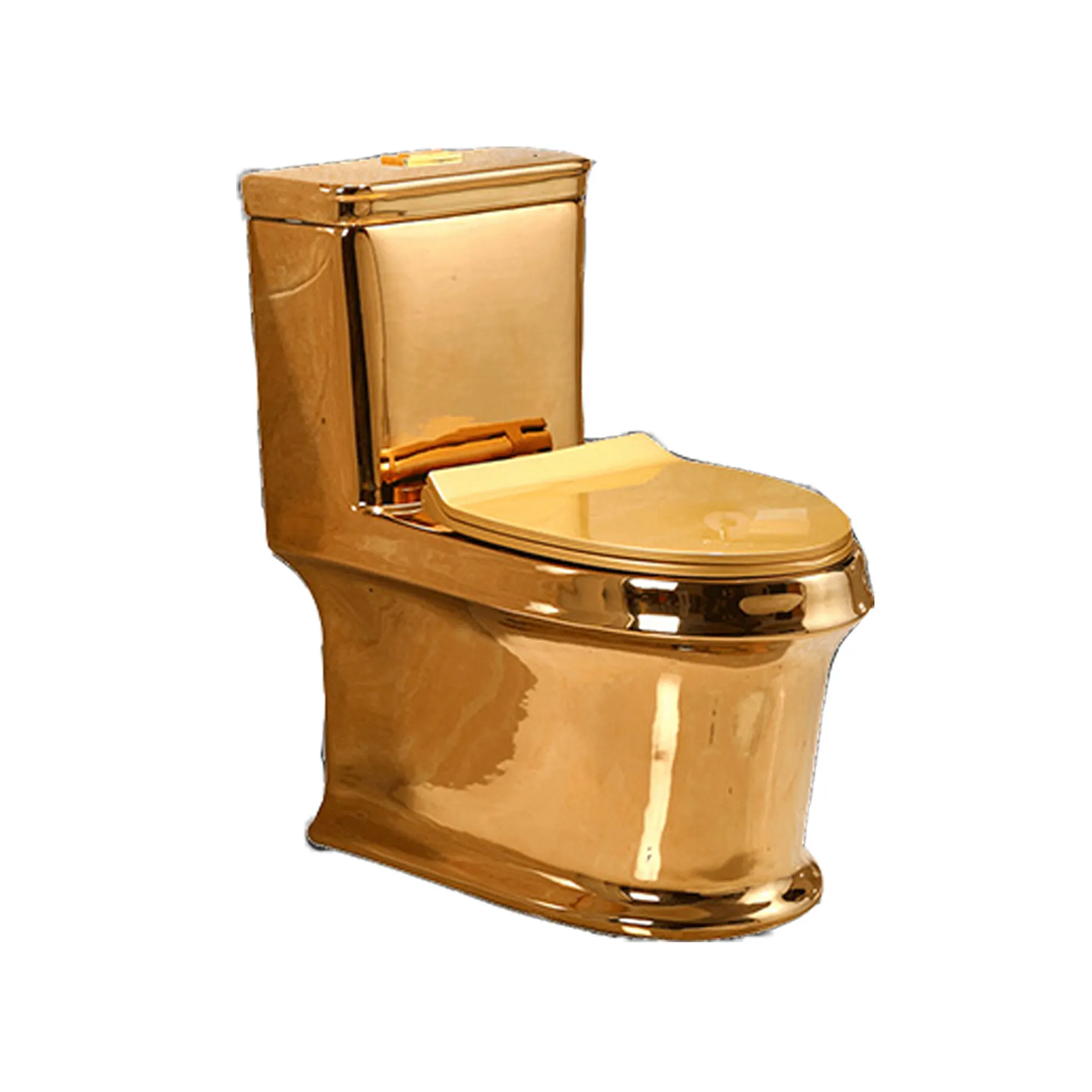 Sanitary Ware Bathroom Ceramic Golden Color One Piece Toilet Gold Plated Toilet