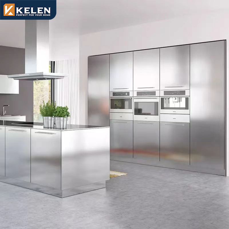 Kelen 2026 Latest Modern Kitchen Stainless Steel Designs Custom Modular ...