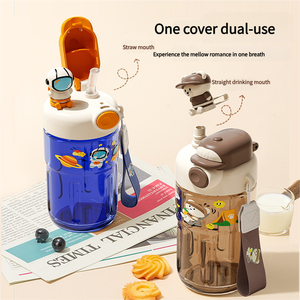 Personnage de <span class=keywords><strong>dessin</strong></span> <span class=keywords><strong>animé</strong></span> mignon 700ml tasse d'eau extérieure en plastique pour étudiants et enfants verres de sport scolaire avec autocollants de paille - Product Image 3
