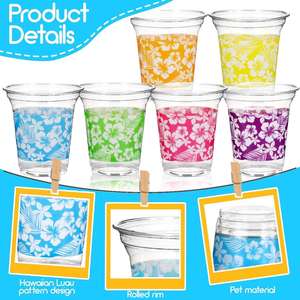 Vasos Desechables de Plástico Personalizados de 14 oz con Diseño Tropical Hawaiano para Fiestas de Cumpleaños y Temáticas de Playa - Product Image 2