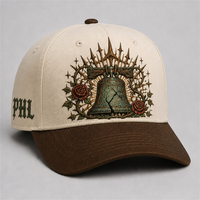 Casquette de baseball personnalisée style Old English, 5 panneaux, visière incurvée, style Dad Hat, streetwear urbain West Coast, vente en gros, faible MOQ