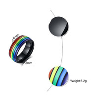 Vente en gros de bijoux OYA Bagues en acier inoxydable design tendance Bagues LGBT en émail coloré Arc-en-ciel pour femmes et hommes