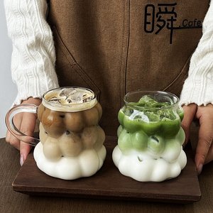 Tasse à café en verre personnalisée style INS, résistante à la chaleur, en borosilicate, pour lait, jus, eau, idéale pour la maison et <span class=keywords><strong>les</strong></span> cafés - Product Image 4
