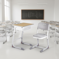 Livraison rapide, mobilier de salle de classe universitaire, table d'étude pour adultes, bureau et chaise réglables pour un seul étudiant, pour l'école