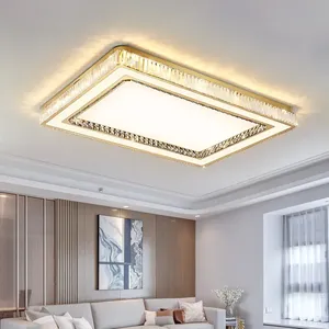 Phòng Khách Sang Trọng Hình Chữ Nhật Vuông K9 Vàng Pha Lê Chụp Đèn Chiếu Sáng Trần LED Ánh Sáng - Product Image 2
