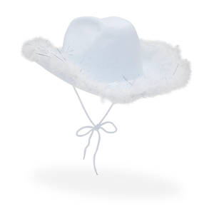 Sombrero vaquero Multicolor con plumas, gorros <span class=keywords><strong>de</strong></span> <span class=keywords><strong>vaquera</strong></span> esponjosos para <span class=keywords><strong>despedida</strong></span> <span class=keywords><strong>de</strong></span> <span class=keywords><strong>soltera</strong></span> - Product Image 3