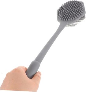 Éponge exfoliante corporelle en silicone tendance avec long manche, brosse en nylon et acier inoxydable pour le cuir chevelu et le dos, pour le bain - Product Image 4