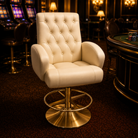 Tabouret de casino SUCCESSOR en acier inoxydable, base robuste, chaise de club, de bar, de casino, de baccarat, pour chaises de poker avec accoudoirs et roulettes