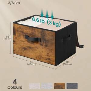 For Foldable Collapsible Clothing Organizer Set of 3 Non-Woven Fabric 10-20L Capacity Rustic Brown RYZ103B01 - Product Image 2