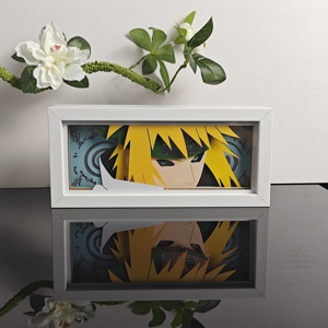 Boîte à ombres LED Minato <span class=keywords><strong>Namikaze</strong></span>, entrepôt américain en stock, expédition aujourd'hui, États-Unis, bleu néon brillant, décoration anime 3D en couches - Product Image 3