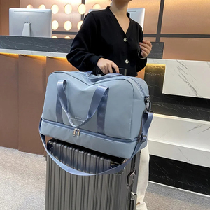 Travel Waterproof Duffel Gym Tote Bag Carry on Overnight for Women with Trolley Sleeve Wet Pocket - Product Image 1