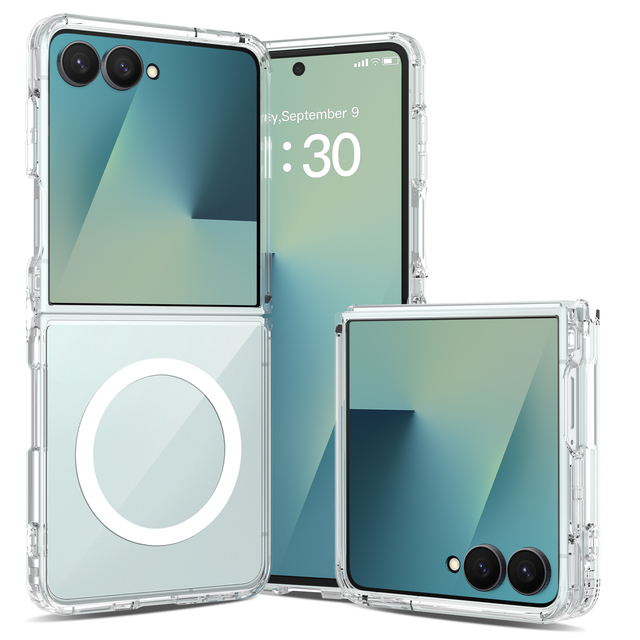 High Quality samsung galaxy Z Flip 8 clear Phone Case with Magnetic Shockproof Anti Yellow Transparent Mobile Phone Cover Funda