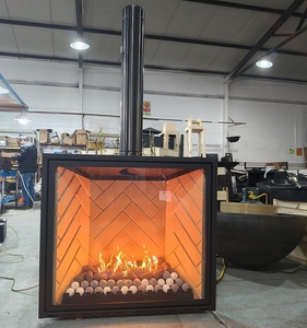 Cheminée au gaz intelligente en acier moderne personnalisée avec/sans télécommande, taille 800-2000 mm, carburant propane/gaz naturel, villa - Product Image 5