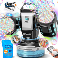 Jouets pour enfants 30 000 bulles Storm Auto 360 °   Machine à bulles rechargeable avec rotation et télécommande, avec lumières RGB