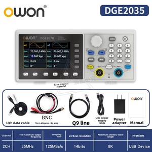 Generador de Ondas Arbitrarias OWON DGE2070 DGE2035, 70MHz 35MHz, Generador de Señales DDS de Doble Canal, 125MSa/s, 14 bits, Puerto USB - Product Image 6