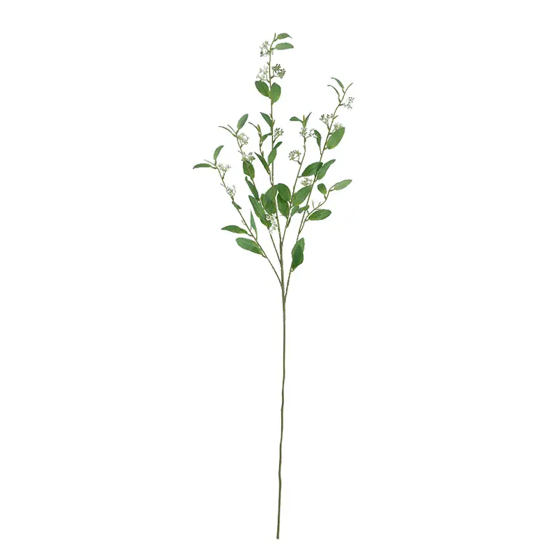 가짜 녹지 유칼립투스 줄기 도매 하이 퀄리티 꽃병 필러 봄 장식 플라스틱 식물 인공 잎 꽃다발