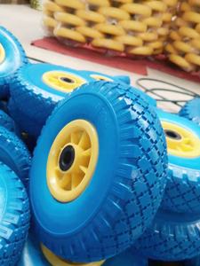 <span class=keywords><strong>Roue</strong></span> pleine en PU Maxtop Factory 260x85mm, pneu anti-crevaison 300-4, roulement à billes, roues en mousse PU jaune pour équipement de manutention - Product Image 3