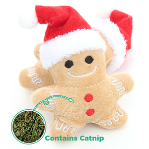 Giocattolo Natalizio per Gatti a Forma di Omino di Pan di Zenzero con Erba Gatta - Peluche Morbido da Masticare per Gatti, Regalo Festivo con Vera Erba Gatta - Product Image 4