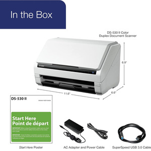 Pour Epson WorkForce DS 530II Document Scanner A4 Duplex USB Réseau Balayage Rapide 35ppm/70ipm - Product Image 2