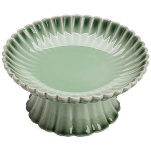 Assiette à thé et à collation en céramique rétro, ronde, glaçure verte, plat à fruits, pour la maison et les fêtes - Product Image 5