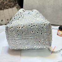 Pochette de soirée de luxe scintillante de style créateur, faite à la main, pour mariage et fête, avec logo personnalisé, vente en gros, mini sac géométrique en strass de cristal