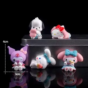 Hot Selling PVC Pochiacoo Meilodi Cinniamoroll Kulomi HK Kitty Figure Anime Cartoon Figure Kawaii Diy Decorative Accessories