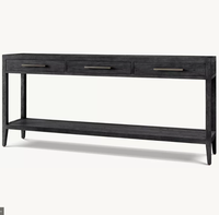 Console à 3 tiroirs en bois massif de chêne naturel, style rétro américain, faite à la main, écologique, durable, design français, meuble d'entrée pour la maison