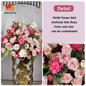 Centro de Mesa con Bola de Flores de Rosa Rosa Grande LEDA, Decoración de Boda Artificial Hecha a Mano, Arreglo Suave, Venta al por Mayor - Product Image 2