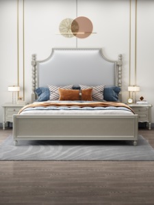 Hot Sale Modern Luxury Upholstered <b>Bed</b> <b>Frame</b> Solid Wood <b>Queen</b> King <b>Size</b> Double <b>Bed</b> for Master Bedroom Home Furniture - Product Image 2
