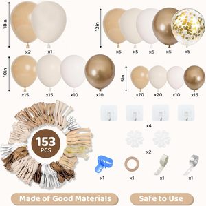 YACHEN Kit d'arche de guirlande de ballons en latex de <span class=keywords><strong>couleur</strong></span> crème <span class=keywords><strong>caramel</strong></span> personnalisable EN71-12 153 pièces pour la décoration de fête de naissance ou d'anniversaire - Product Image 2