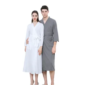 Sunhome Luxury Designer Wholesale Bathrobe Casual Man Vacation Waffle Nightgown Knee-length Women Pajamas