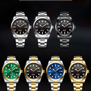 Montre de marque haut de gamme LIGE pour hommes, étanche 50M, lumineuse, en acier inoxydable vert, montre de sport pour hommes, date, quartz - Product Image 3