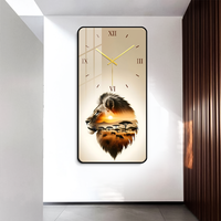 Luxe moderne décoration de la maison horloge murale nouvelle peinture animale cristal porcelaine luxe verre MDF aiguille silencieuse pour salon