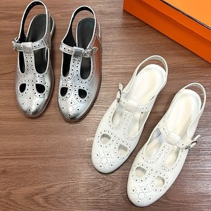 Mary Jane Flats T-Strap Genuine Leather Breathable <b>Closed</b> <b>Toe</b> Solid Color Women's Shoes Flat <b>Heel</b> Casual Wear - Product Image 1