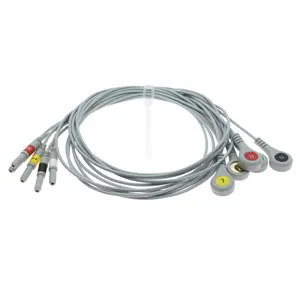 Acessórios médicos AAMI DRE ASM 6000/ Trax Din estilo 5 fios 0.9M ECG Leadwire IEC cabo ECG com conector de encaixe