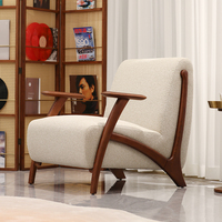 Fauteuil de loisirs en bois massif, fauteuil d'appoint rembourré, siège de salon pour coin lecture