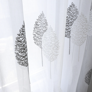 Rideaux en voile blanc brodé <span class=keywords><strong>à</strong></span> motif de feuilles florales modernes Revêtements de <span class=keywords><strong>fenêtre</strong></span> hauts pour salon chambre café corde - Product Image 3