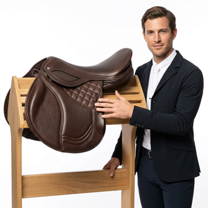 Selle de course anglaise personnalisée BS International NA296 avec arceau en bois, quincaillerie en laiton et cuir véritable, modèle Uttar Pradesh Saddle Rack - Product Image 1