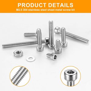 Juego de tornillos M2.5, 840 Uds., tornillos hexagonales, tuercas, arandelas, acero inoxidable 304, métrico DIN908, grado A, equipo deportivo - Product Image 5