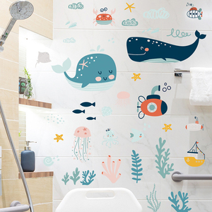 <span class=keywords><strong>Pegatinas</strong></span> de pared con diseño de animales marinos y plantas, temática del océano, para <span class=keywords><strong>baño</strong></span>, habitación de niños - Product Image 1