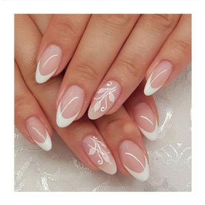 Belleza profesional Puntas <span class=keywords><strong>francesas</strong></span> transparentes naturales Impresión hecha a mano Uso diario Prensa acrílica en <span class=keywords><strong>uñas</strong></span> Cubierta completa <span class=keywords><strong>Uñas</strong></span> postizas - Product Image 1