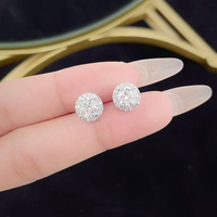 Boucles d'oreilles classiques de luxe vintage rondes en platine PT950 avec diamants de laboratoire, bijoux fins, clous d'oreilles en diamants de laboratoire pour femmes
