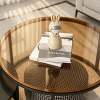 Ensemble de tables basses modernes en marbre, tables à thé rondes gigognes en verre avec rangement pour achat en gros