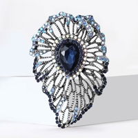 Bros Pin Sayap Wanita Model Tetesan Air Mata Kristal Berhiaskan Rhinestone Alas Logam Bentuk Bunga Hiasan Syal Gaun